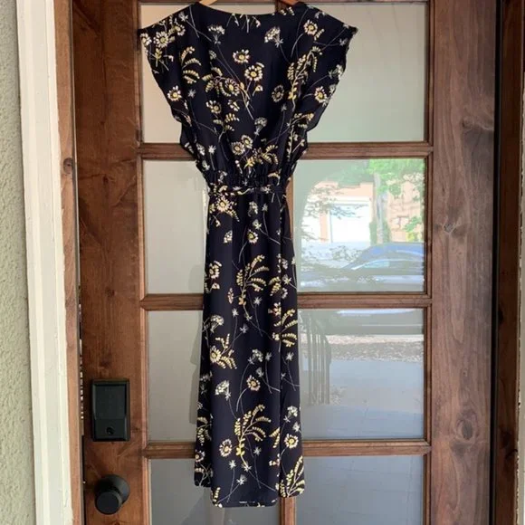 NWT - Loft Women’s Petite Blue Floral Midi Dress (Size XXSP) - Picture 5 of 5